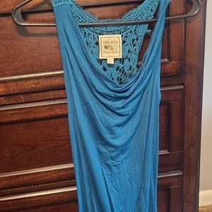 Teal Pink Rose cloth mid dress